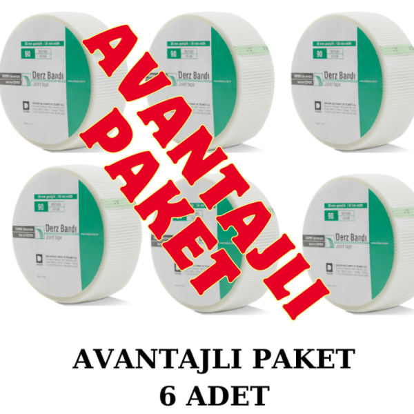 DALSAN ALÇIPAN COREX DERZ BANTI 100MM X 90MT & 6 ADET  (AVANTAJLI PAKET)