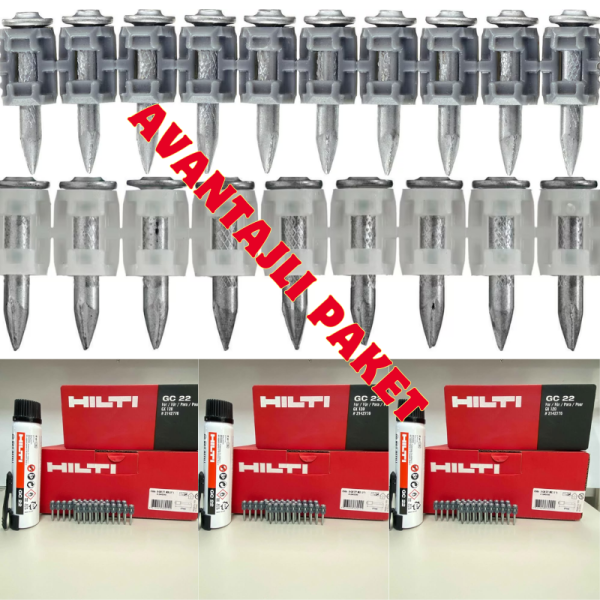 HİLTİ GX 120  GAZLI TABANCA ÇİVİSİ X-GN 27 MX 750 ADET GC 22 ( GAZ DAHİL ) & 6 ADET ( AVANTAJLI PAKET )