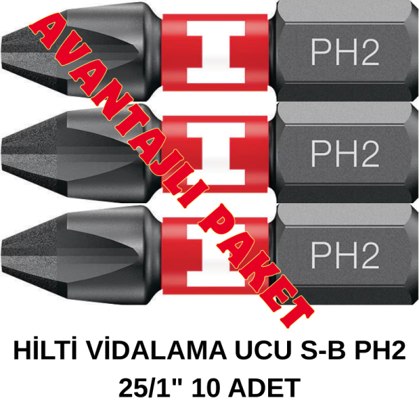 HİLTİ VİDALAMA UCU S-B PH2 25/1" 10 ADET