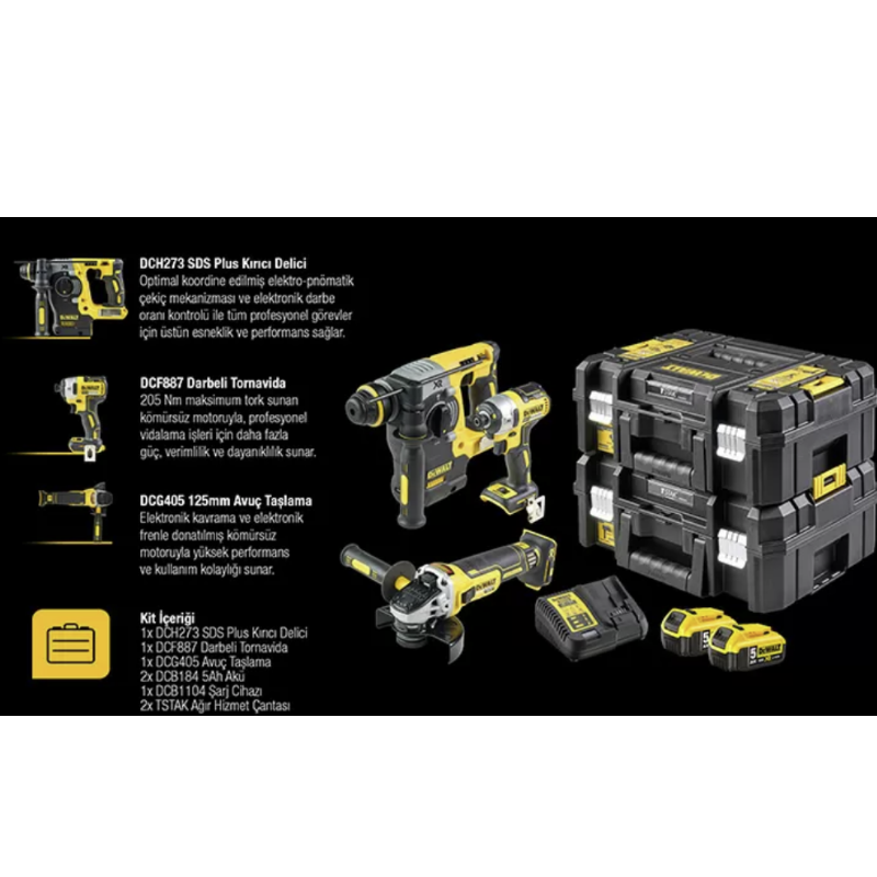 DEWALT DCK305P2T 18V KÖMÜRSÜZ 3LÜ SET (2AKU+SARJ CİHAZI) - Görsel 3